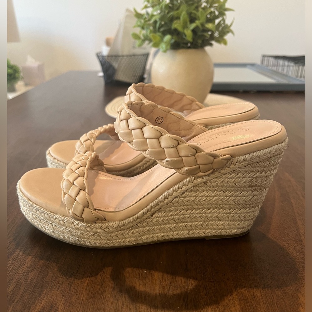 Coutgo | Wedge Sandals | Beige | Size 10